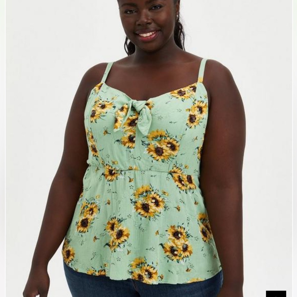 Torrid Sunflower Peplum Eyelet Cami